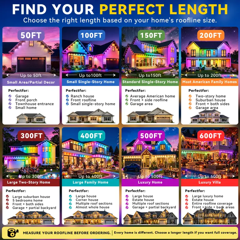 SINLEY Permanent Outdoor Lights,Waterproof LED RGB IC Landscape Lighting - IP67 Rated, Smart App & Remote Control, DIY Scene Modes, Music-Sync Glow, Yard & Party Lights for Garden Eaves, Christmas Decor christmasdecor,home decor
