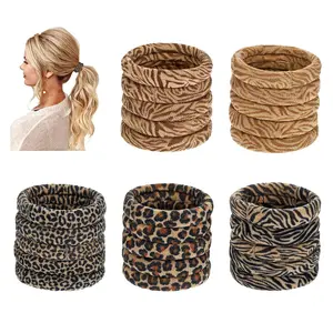 Seamless Hair Ties, 25pcs Leopard Print Ponytail Holders Stretchy Soft Cheetah Print Hair Scrunchies Cheetch Elastic Hair Bands No Damage for Women Girls Thin Thick Heavy Straight Curly Hair