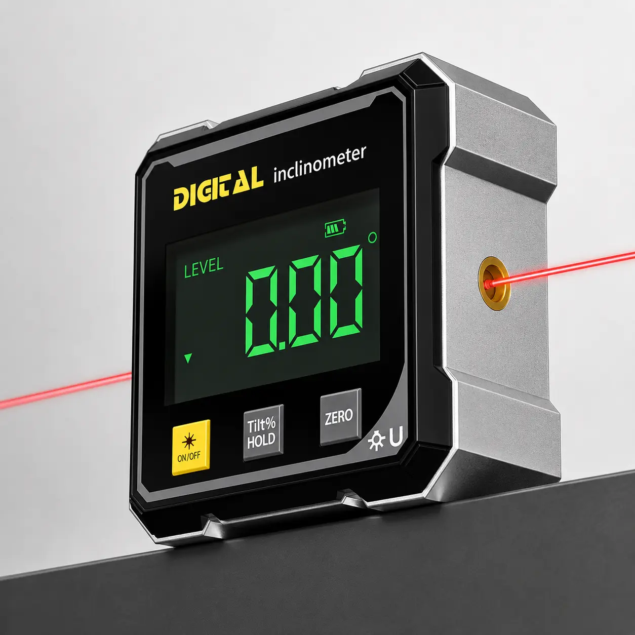 Digital Angle Finder with Laser 4 Side Magnetic Inclinometer Cube Angle Gauge for Woodworking Table Saw Miter Measuring Tool