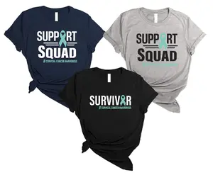 Cervical Cancer Awareness Shirt, Support Squad T-shirt, Cervical Cancer Gift Tee, White Teal Ribbon Shirt, Cervical Cancer Survivor Support Shirt, Cervical Cancer Warrior Shirt