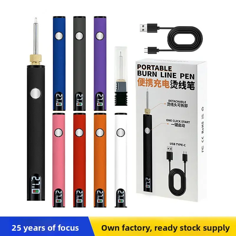 USB Portable Electric Soldering Iron - Pen-Shape Hand Tool with 3-Speed Voltage Adjustment, Adjustable Temp, Digital Display, Manual Braided Rope, 3 Speeds to Avoid Overheating or Underheating, Comfortable Grip for Repairs
