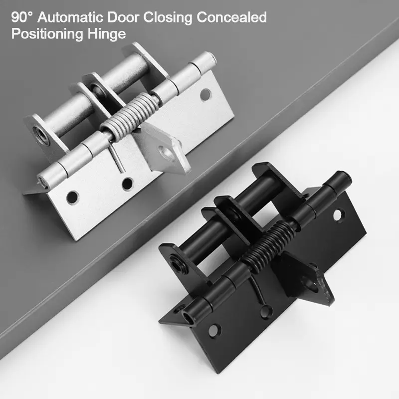 Automatic Concealed Door Closer, 90° Adjustable, 4inch, Right-Angle, Cold-Rolled Steel, Heavy-Duty Spring Hinge, Soft-Close, DIY, Home/office Use, Design, Door Hardware