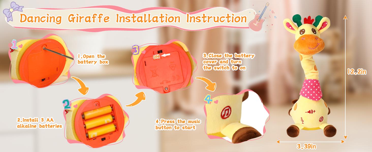 BETTY21 Dancing Talking Giraffe Toys - Electronic Musical Plush Rattle for Kids - Repeat What You say -  Parent Time-saving Toys -  Children's Day & Birthday  Gift With DealsForYouDays