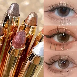 Six-color waterproof high-gloss eyeshadow pen, Glitter Shimmer Eyeshadow, long-lasting sparkling high-gloss effect, natural and long-lasting eye makeup, waterproof and sweat-proof, a portable high-gloss eyeshadow pen