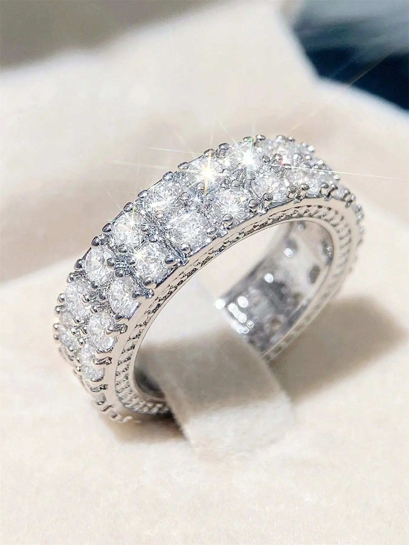 1 Pc Charm Cubic Zirconia Ring For Women For Wedding Engagement Anniversary Party Jewelry Valentine's Day Gift