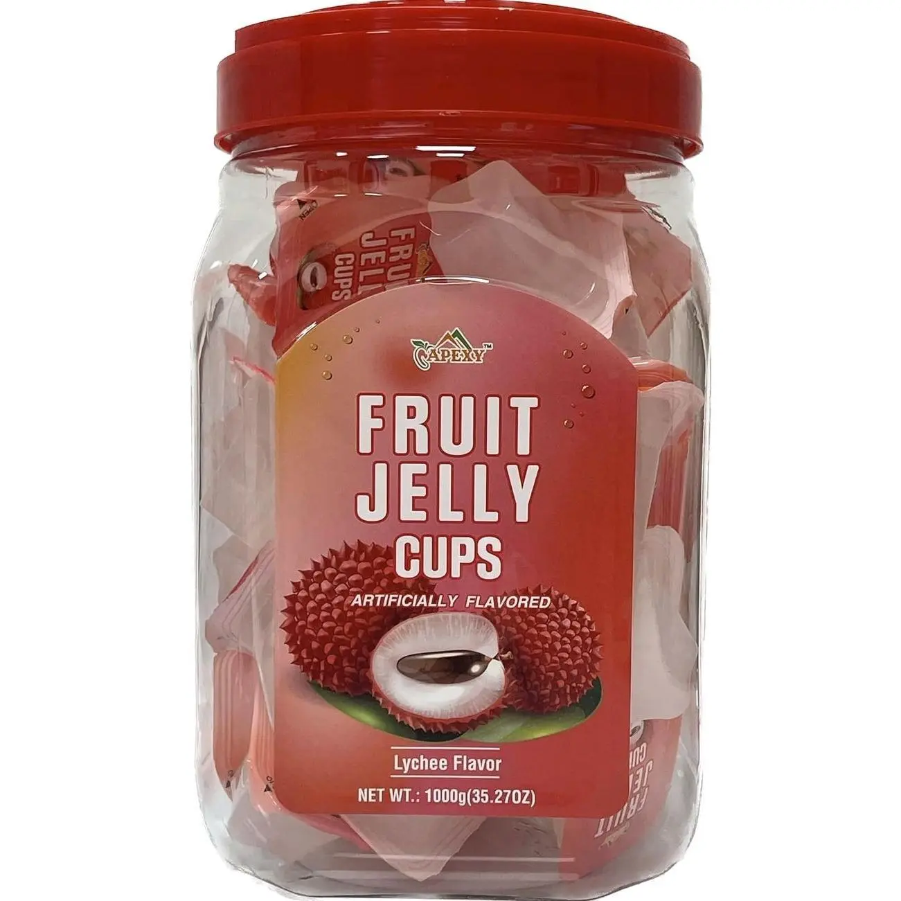 Apexy Fruit Jelly Cups, Lychee & Assorted Flavors Variety Pack, Juicy Bite-Size Jelly Snacks, Individually Wrapped, Fun Treat for Kids & Adults (Lychee 35.27oz)