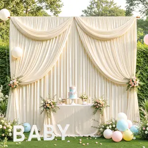 Christmas 5x10FT Backdrop Curtain Wrinkle-Free Photo Drapes for Wedding Holiday Parties Birthdays & Photoshoots Fabric Decoration 4 Panels