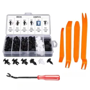 100-Piece Auto Fastener Starter Set + Clip Remover | Mixed Push Pins/Rivets/Screws for Interior Trim Repair