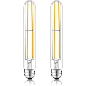 7.3 Inch E26 Led Bulb 6W Dimmable, 2700K Soft White Edison Bulbs 800LM, Equal 80 Watt Tubular T10 T9 Long Clear Glass Light Bulb for Rustic Pendant Industrial Pipe Wall Sconces - 2Pack