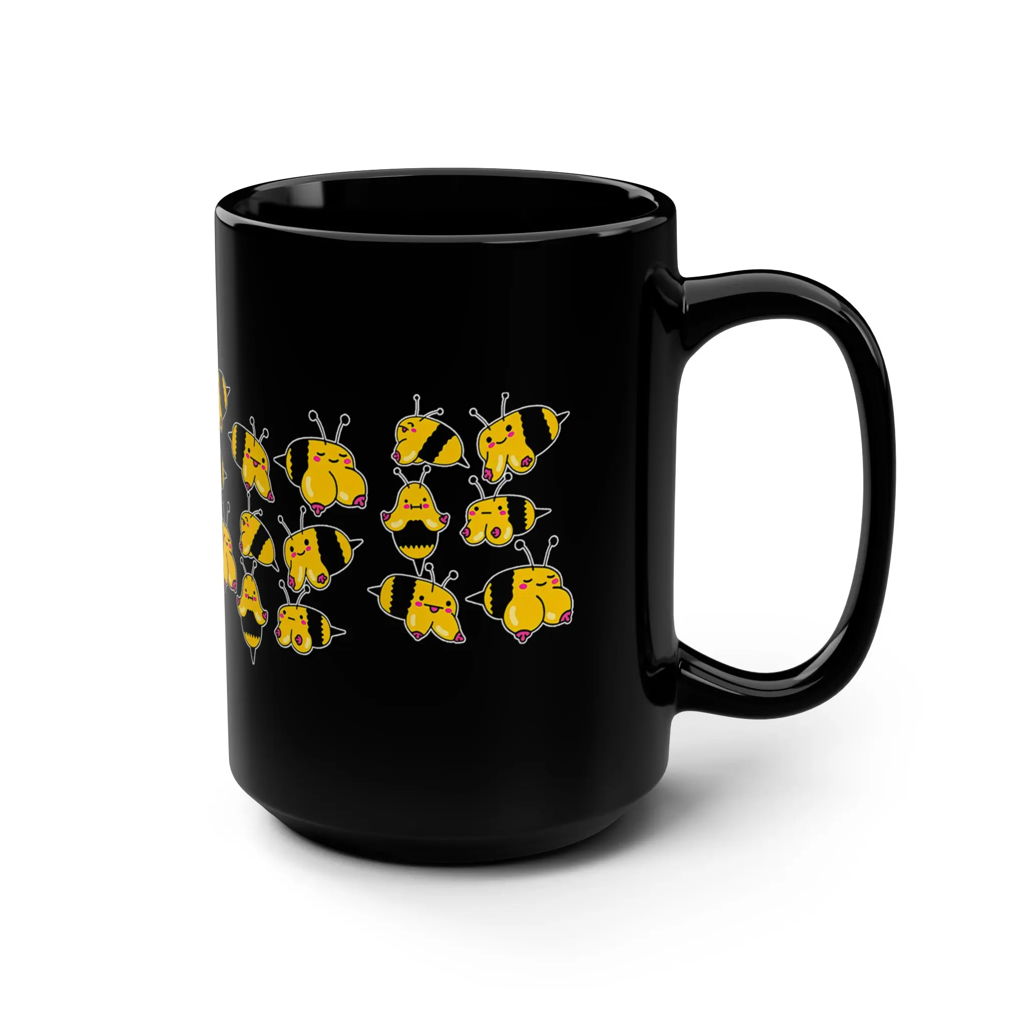 Boobees Pattern Coffee Mug, 11 oz or 15 oz Ceramic Drinkware with Large Handles, Printed in the USA