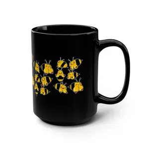 Boobees Pattern Coffee Mug, 11 oz or 15 oz Ceramic Drinkware with Large Handles, Printed in the USA
