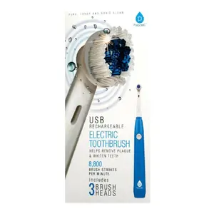 Pursonic  USB Rechargeable Rotary Toothbrush with 3 Brush Heads