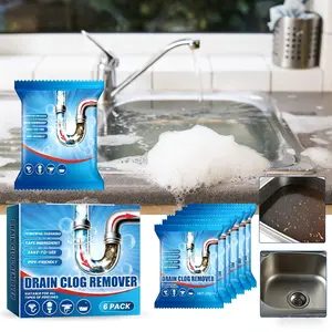 Powerful Drain Clog Remover Powder, Pipe-Friendly Sink & Pipe Cleaner for Kitchen, Bathroom, 6-Pack Dissolves Hair, Grease & Tough Clogs