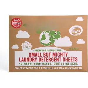 Small But Mighty Laundry Detergent Sheets - Enzyme  Laundry Solution - 32 Pre-Measured Washing Machine Sheets for 64 Loads, Unscented