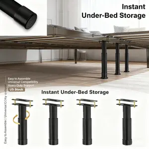 4pcs Adjustable Height Bed Support Legs (7.08-13,7.87-13.38 Inch), Bed Frame Center Support Legs for Bed Frame/Bed Center Slats/Furniture, Heavy Duty Metal Bed Replacement Legs Bed Slat Support Legs