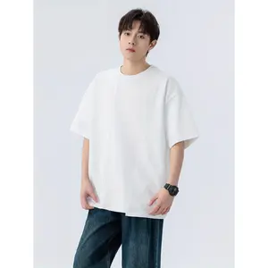 NewBdhjydb Men'S Casual Summer T-Shirt - White Short Sleeve, Geometric Patchwork Design, Regular Fit, Round Neck, Lightweight Polyester Blend for Casual Attire, Everyday Tshirt|   Modern Casual Wear|   Comfortable Fit