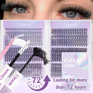 Clusters Lash Kit with Bond and Seal Lashes Cluster Extensions 10D20D30D40D Mix Styles Individual Eyelash Extensions Kit D Curvature Soft False Eyelashes with Tweezers, Diy Eyelash Extensions Eyelashes Extension Set