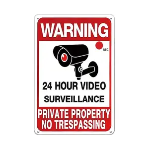 Warning Sign, 24 Hour Video Surveillance Sign, Security Camera Sign for Yard  Home Garden Farm