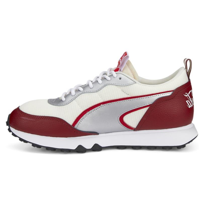 PUMA Womens Coca Cola X Rider Fv Metallic Lace Up Sneakers Shoes Casual - Off White, Red, Silver