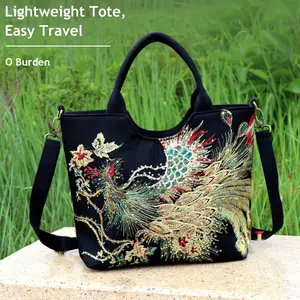 Handmade Embroidered Phoenix Pattern Women's Bag- Tote Crossbody Bag