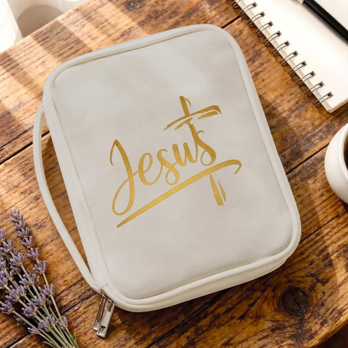 JESUS Cross Bible Case for Men Women Durable Bible Cover Case for Men Women Church Members Bible Study Groups - Perfect for Church Services Travel Home Bible Decorating Christian Gifts