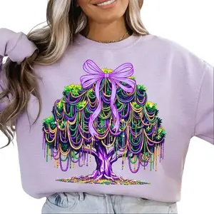 Mardi Gras Tree Beads New Orleans 2026 Festival Unisex T-Shirt Bead Tree, Coquette bow Mardi gras tree, Mardi Gras Carnival, Fat Tuesday, Louisiana Unisex T-Shirt
