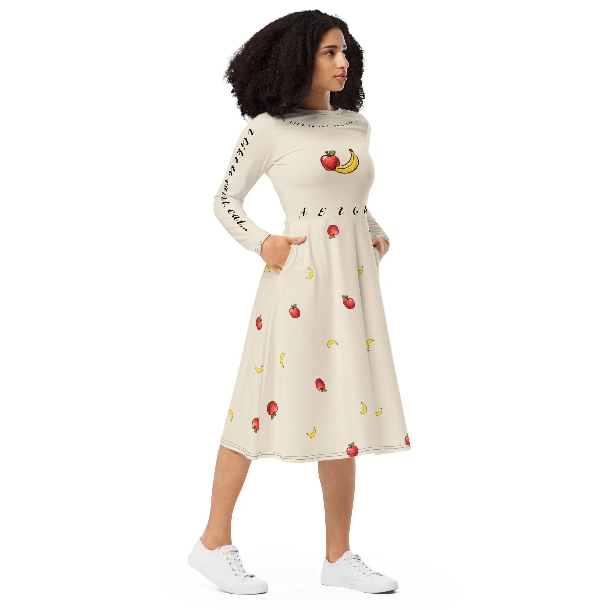 I Like to Eat, Eat, Eat – Apples & Bananas Teacher Dress with Pockets