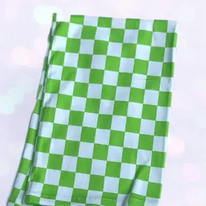 Green checkered print organic kitchen towel
