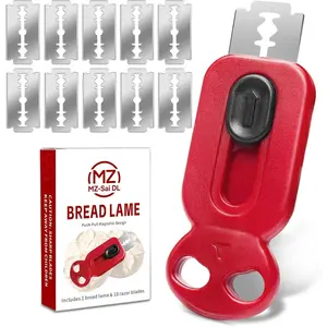 Magnetic Retractable Bread Lame Dough Scoring Tool with 10 Replaceable Stainless Steel Blades Safety Professional Bread Scoring Knife for Sourdough Artisan Baguette Ciabatta Homemade Bread Baking
