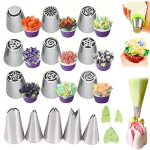 14-Piece Complete Flower Leaf Icing Nozzle Set, DIY Cake Decorating Tips, Pastry Decorating Tools, Cream Bouquet Piping Mouth, Perfect for Baking & Desserts, Cake Decorating Kit, Home Baking Supplies