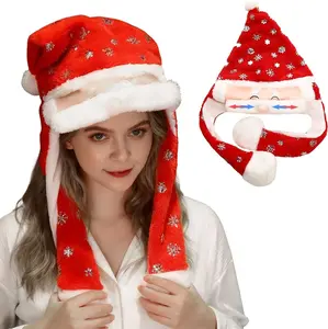 Animated Plush Reindeer Hat with Moving Ears Funny Christmas Holiday Party Hat
