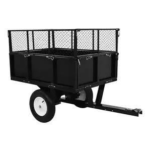 GARVEE Heavy Duty 750lb ATV Dump Trailer with 17 Cu.Ft Yard Cart and Removable Sides, Compatible with Tractors, Lawn Mowers, and UTVs for Efficient Hauling of Soil, Mulch, and Debris