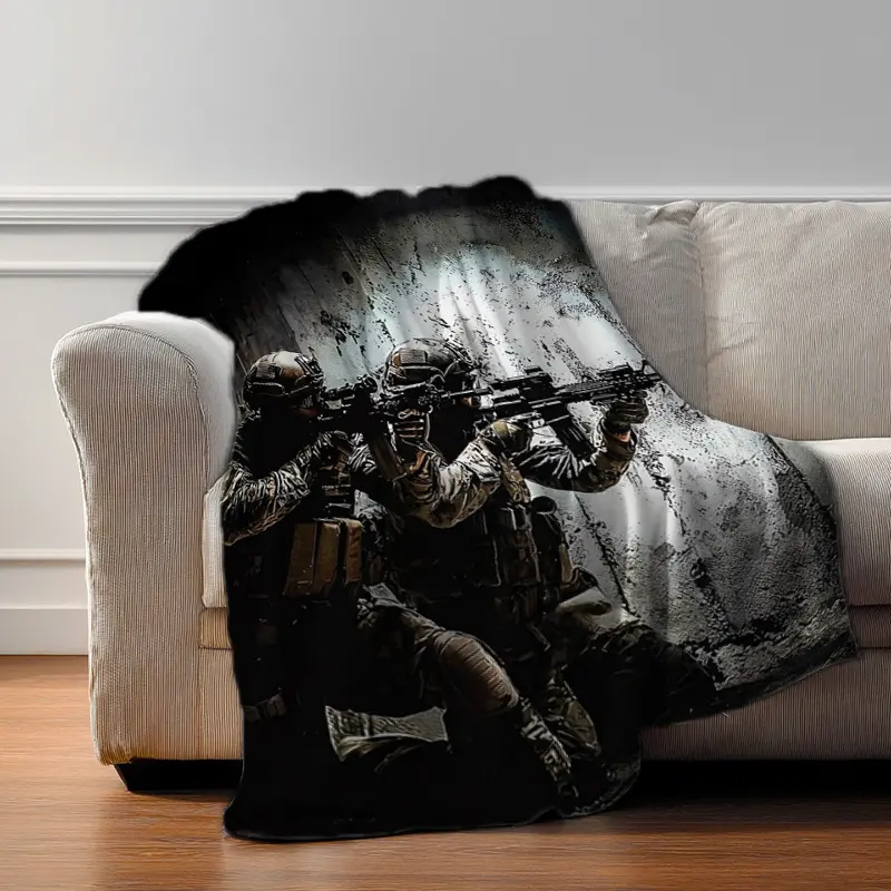 Soft And Cozy Flannel Throw Blanket Featuring a Military Special Forces Mission Theme, Perfect for Your Couch, Sofa, Or Bed. A Lightweight And Non-Shedding Gift for Your Living Room