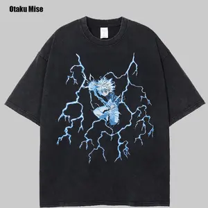 Killua Hunter x Hunter Tee Anime Inspired Washed T-shirt Manga Vintage Unisex Streetwear Fashion for Fans Menswear Unisex Streetwear Top