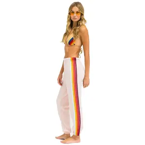 5 STRIPE SWEATPANTS - LIGHT PINK // RAINBOW WHITE