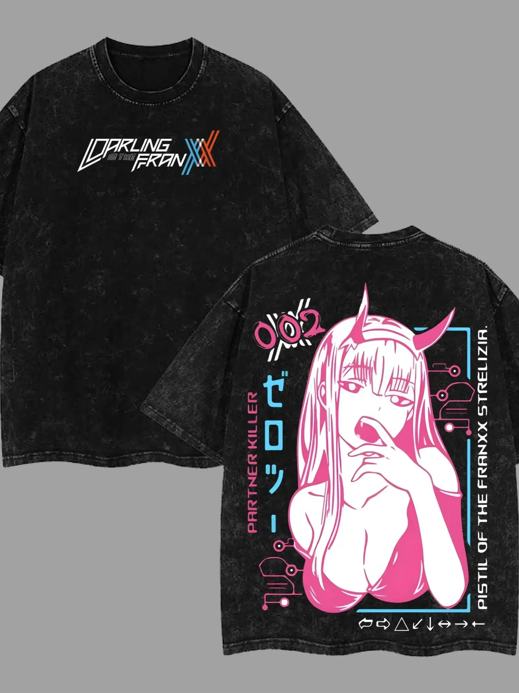Zero Two Darling in the Franxx Graphic Tee | Oversized Anime Waifu Shirt | Aesthetic Pink Hair Girl Streetwear Top | Otaku Gift