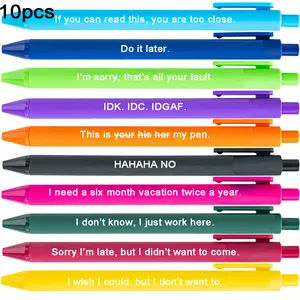 10 Pcs Colorful Funny Quote Plastic Ballpoint Pens, Humorous Phrase Writing Pens, Ideal Gifts for Coworkers, Friends & Classmates, Practical Supplies for Office & School