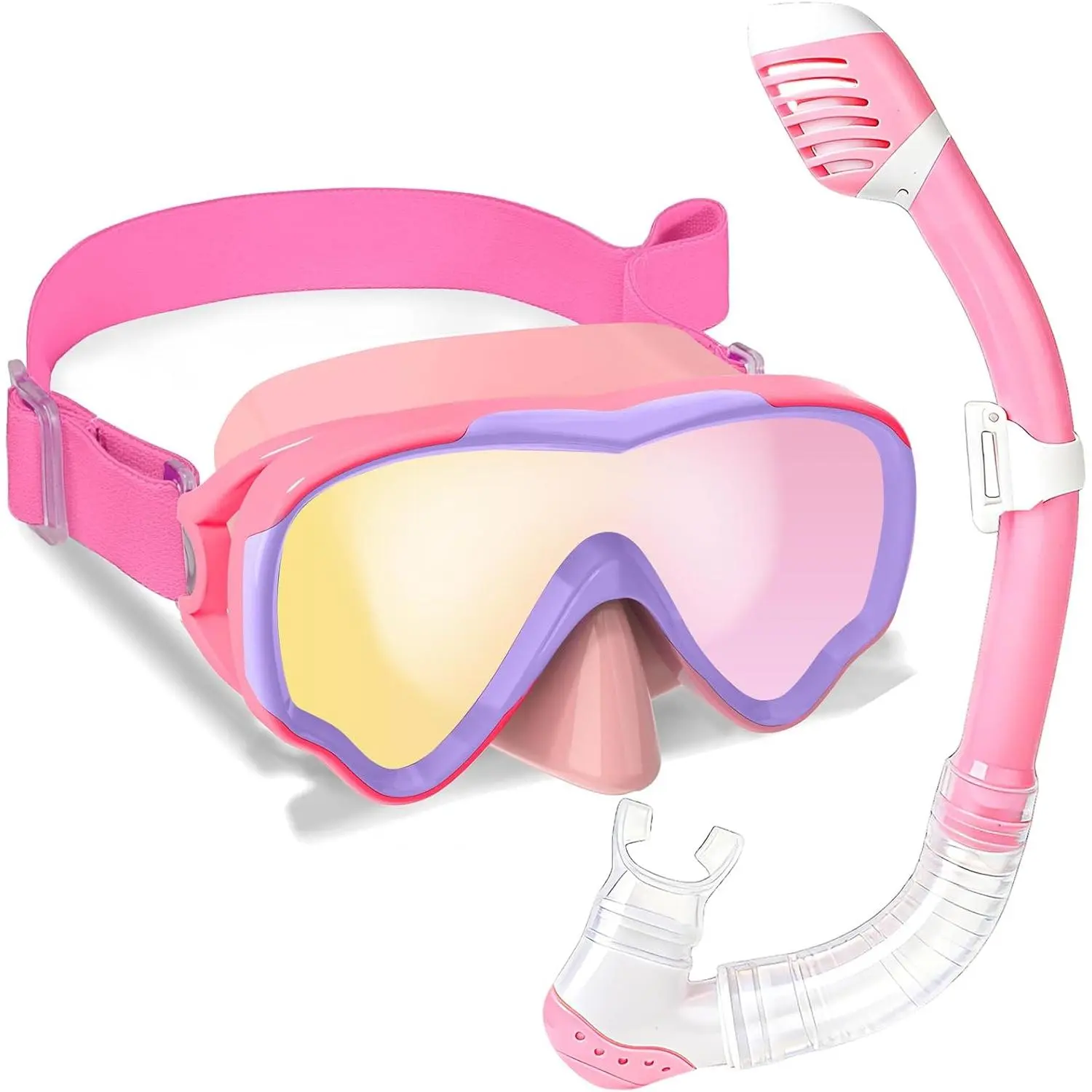 Snorkeling Gear for   3-15, 180? Wide View  Snorkel Set Dry Top Anti-Fog Diving Mask for Swim Mask Goggles