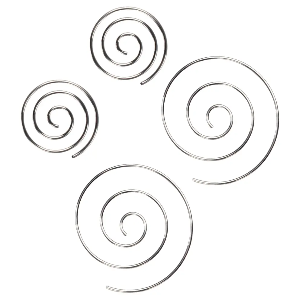 Set of Small and Large Spiral Coiled Hoop Earrings - Stainless Steel