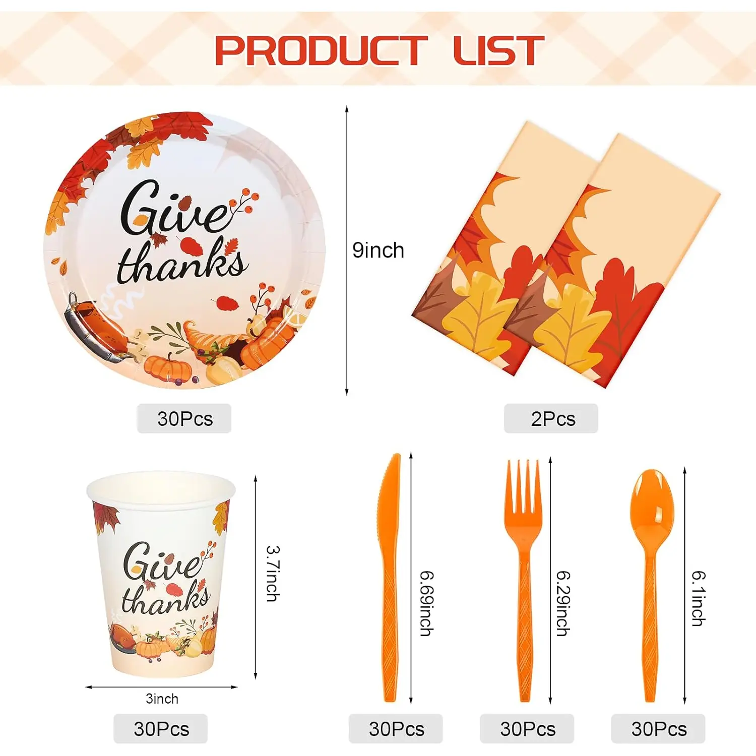 Thanksgiving Party Supplies, 152Pcs Give Thanks Themed Party Set,Thanksgiving Dinnerware Sets ,Thanksgiving Tablecloths Plates Cups,Thanksgiving Party Tableware for Fall Dinner Party Decorations CQX