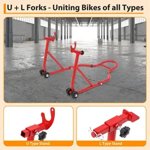 850 Lbs Capacity Motorcycle Stand, Front And Rear Combo Motorcycle Lift Stand, Universal Motorcycle Paddock Stand Wheel Jack Stand Compatible With Most Popular Brands, Black