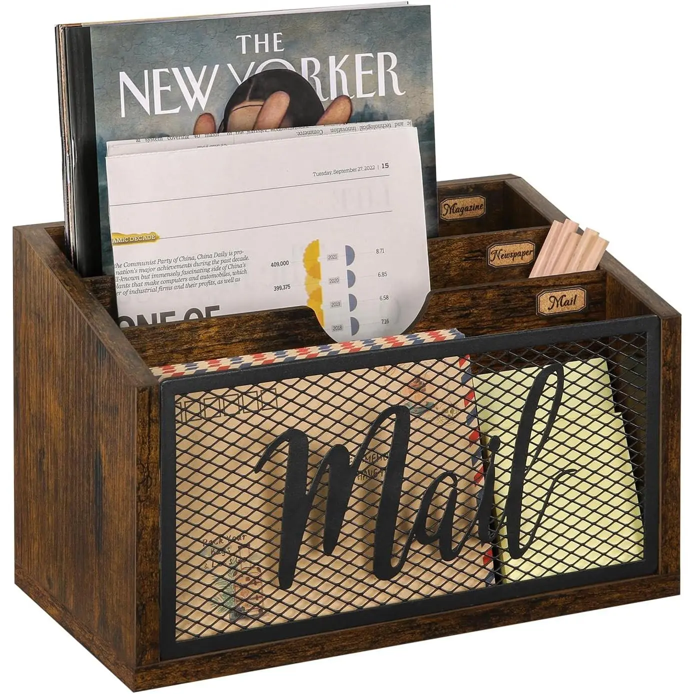 Mail Organizer Countertop, Mail Holder, Mail Sorter for Desk, Desktop Mail Basket, Mail Organizer Wall Mounted, Office Desk Organizers and Accessories for File Paper Folder