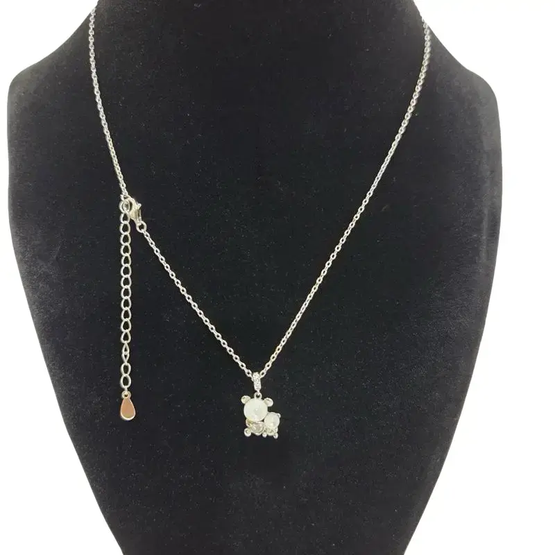 Necklace with two teddy bears in 925 silver