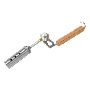 Portable Foldable Camping Torch, Stainless Steel Nozzle with Wooden Handle, Perfect for Outdoor Use
