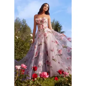 Rose Printed Organza Portrait of a Rose  Gown Andrea & Leo Couture A1035