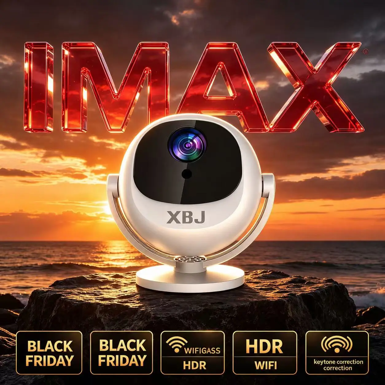 XBJ BL360Projector, Mini Smart Projector, Portable Home Projector, Movie Night Must-Have! Supports 4K Decoding, Dual WiFi & BT 6.0, Auto Keystone, Bedroom, Dorm Room