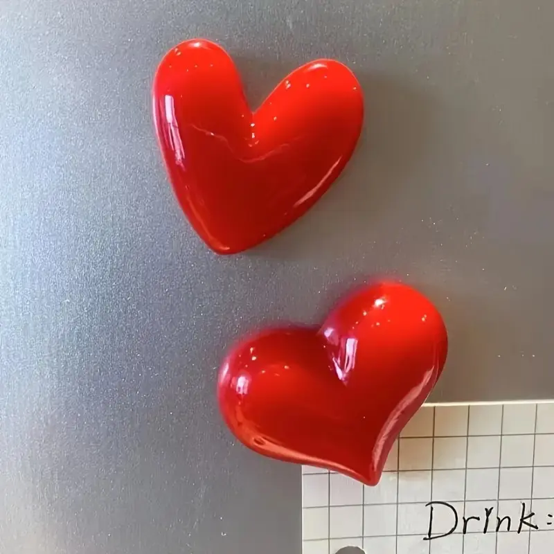 Heart-Shape ABS Magnetic Refrigerator Magnets 2-Piece Set - Strong Hold Home Supplies, Modern Kitchen Decor, Valentine's Day Gift, Two Piece Set