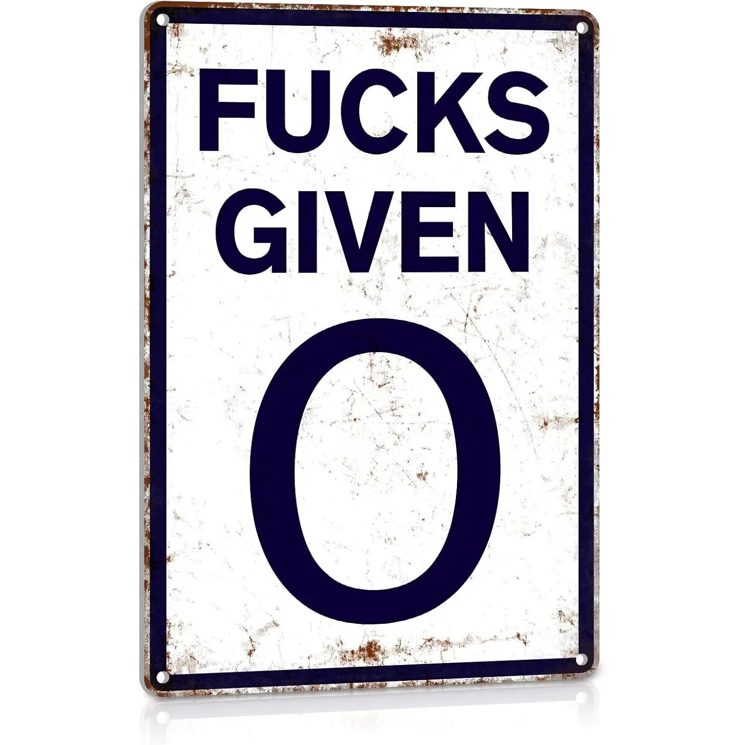 Industrial "0 Fucks Given" Parody Speed Limit Rectangle Vintage Metal Tin Sign, 12x8 in (20x30 cm) Hanging Adult Novelty Decor Plaque for Garage, Alt Room Home Supplies