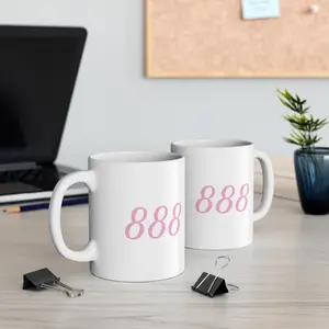 Angel number 888 11oz Ceramic Coffee Tea Mug Cup Glass Y2K Inspired Girly Motivating Inspiring Quote Work Hustle CEO Entrepreneur