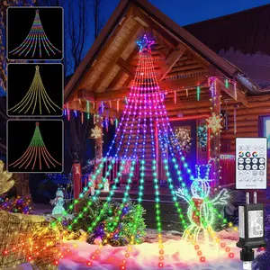 Christmas Decoration RGB String Lights, Outdoor Color Changing Christmas Lights 320 LED 16.4 Ft  Tree Topper Fairy String Light with 8 Light Modes for Xmas  Year Holiday Garden Yard